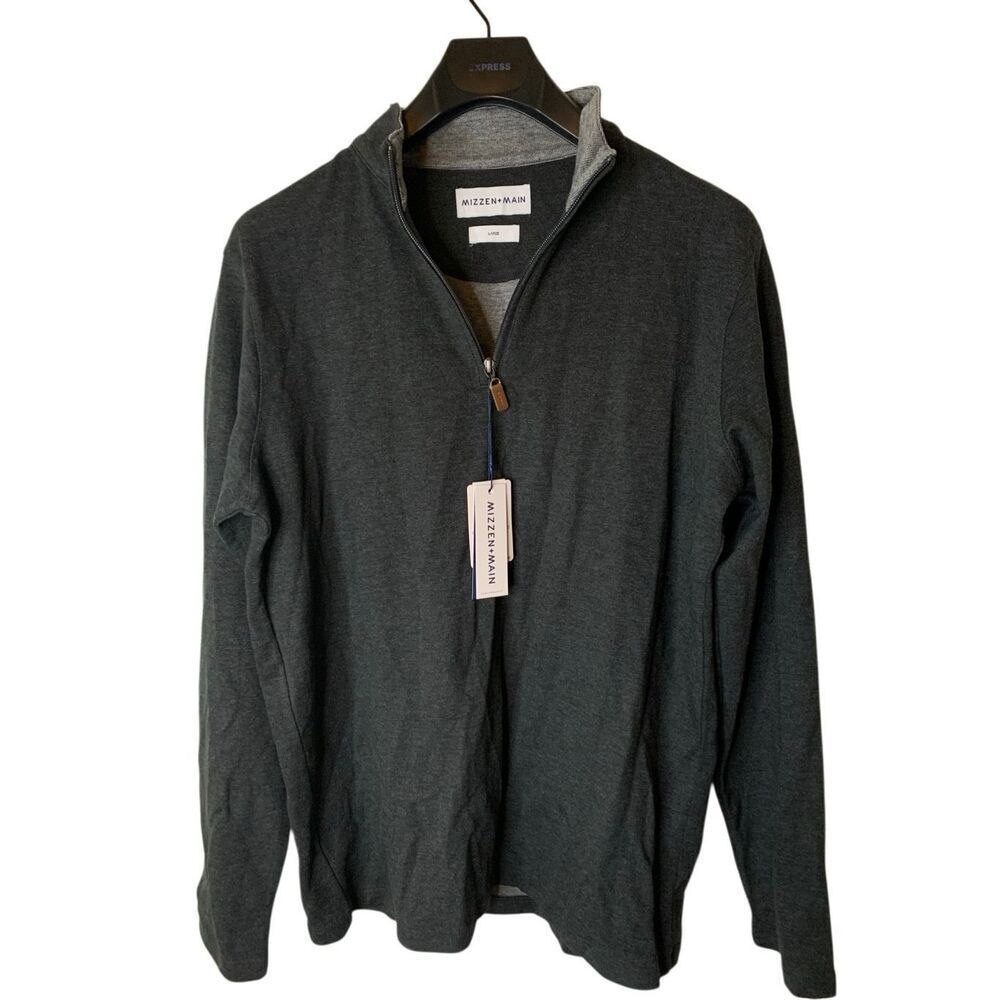 Mizzen and Main Wooster 1/4 zip pullover gray sweater men's size large NEW